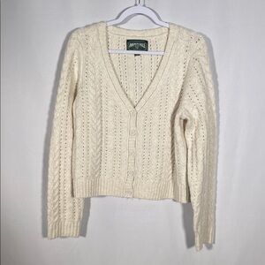 AMERICAN EAGLE WOMENS CREAM SWEATER CARDIGAN LARGE